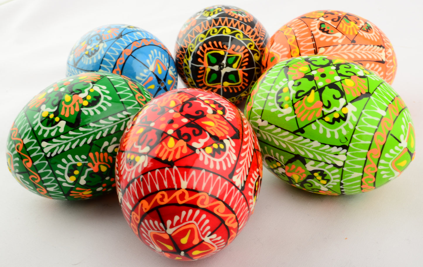 Easter Painted Eggs - Wooden Ukrainian Pysanky, Set of 6