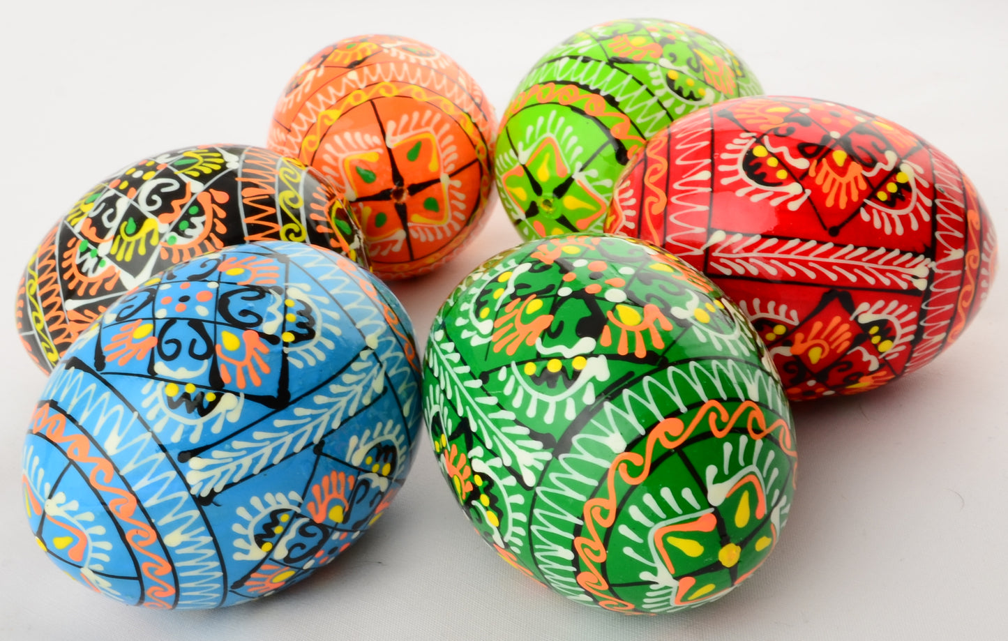 Easter Painted Eggs - Wooden Ukrainian Pysanky, Set of 6