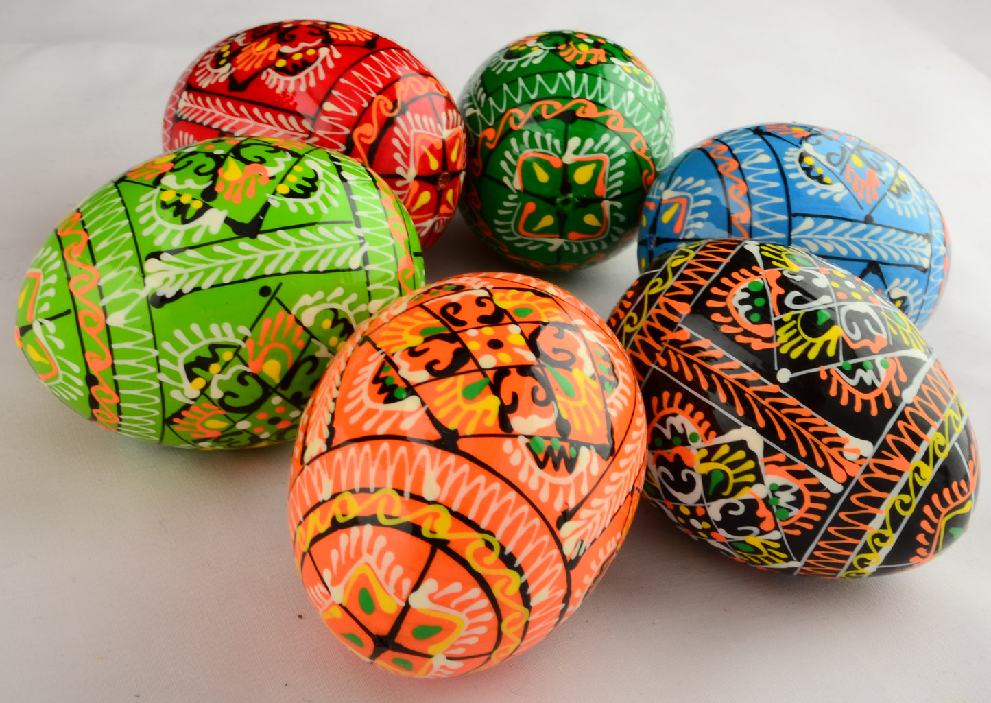 Easter Painted Eggs - Wooden Ukrainian Pysanky, Set of 6