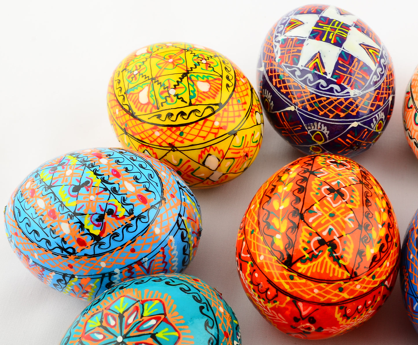 Easter Painted Eggs - Wooden Ukrainian Pysanky, Set of 12