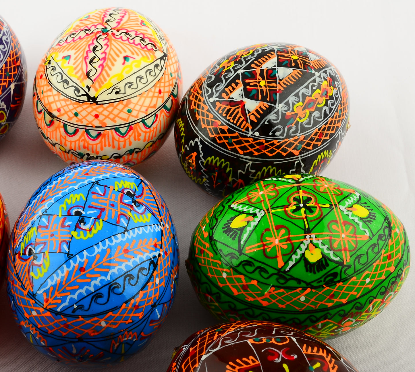 Easter Painted Eggs - Wooden Ukrainian Pysanky, Set of 12