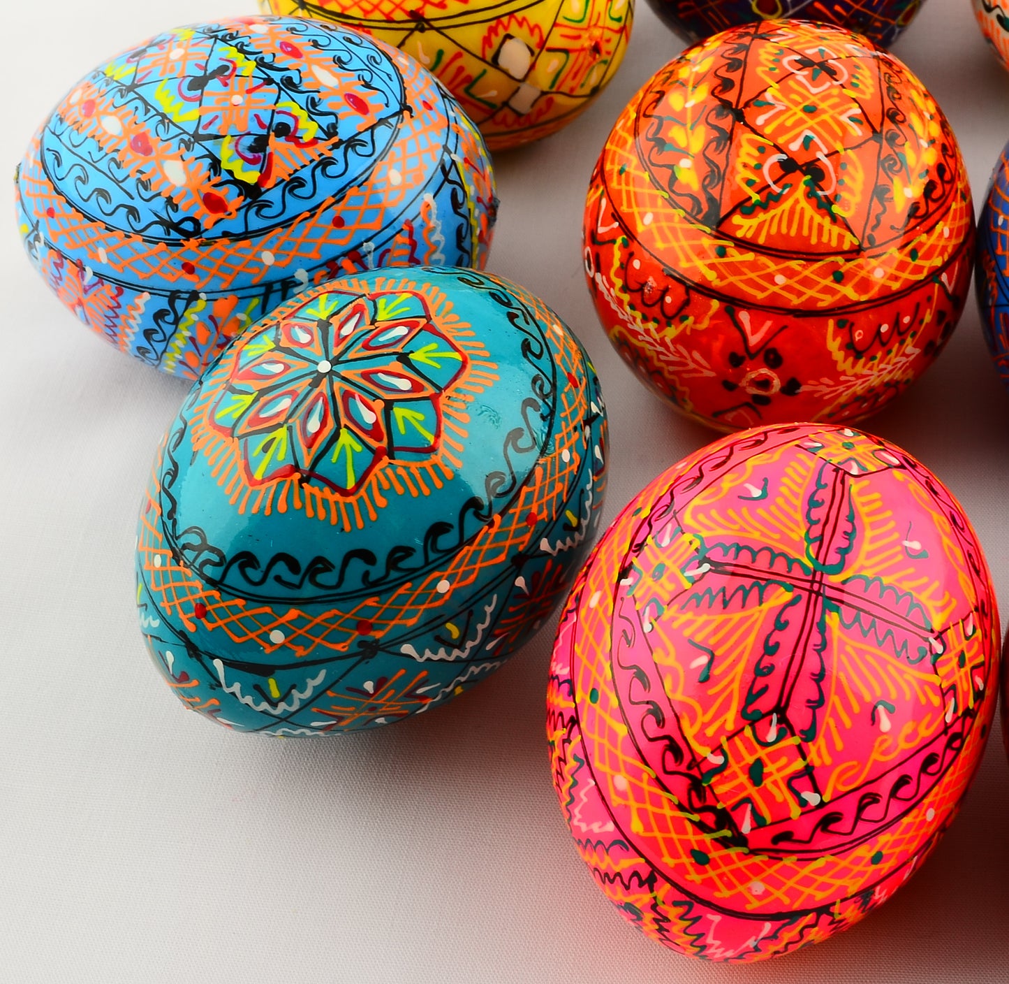 Easter Painted Eggs - Wooden Ukrainian Pysanky, Set of 12
