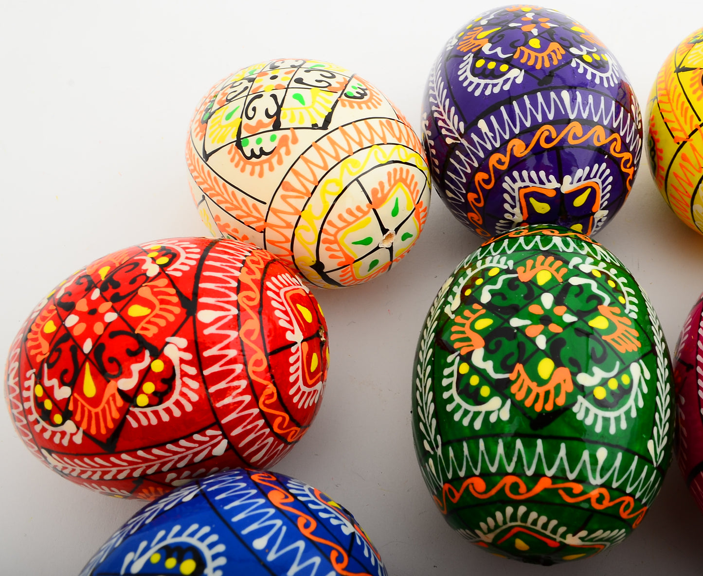 Easter Painted Eggs - Wooden Ukrainian Pysanky, Set of 12