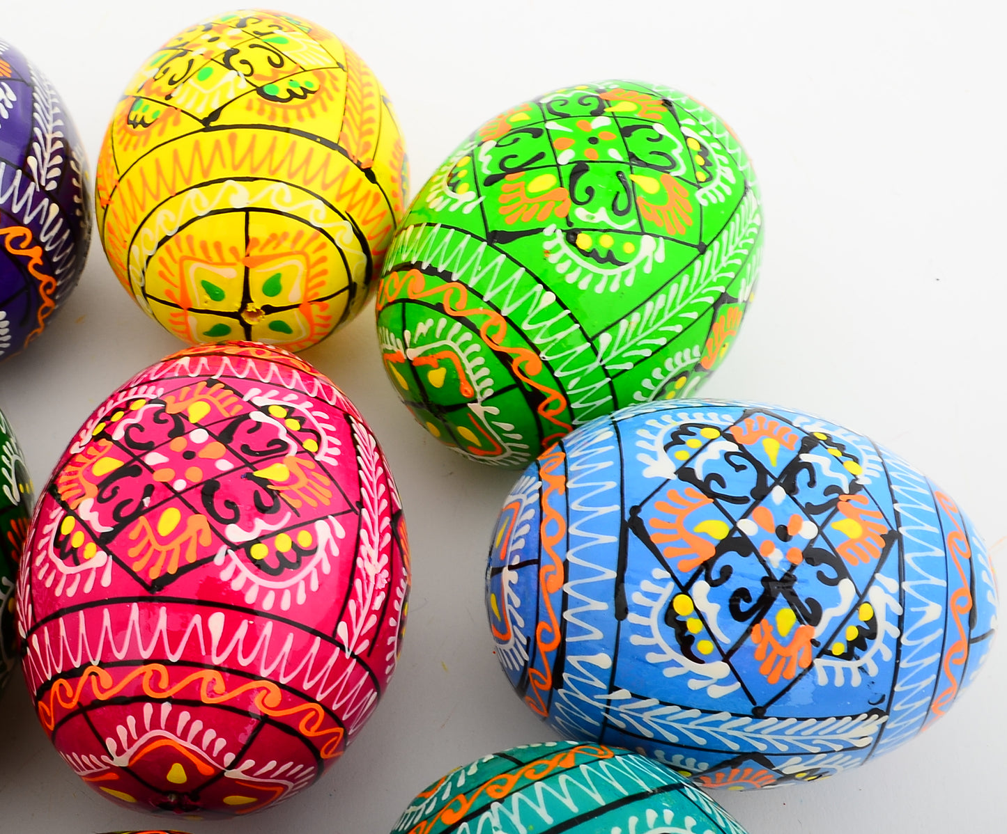 Easter Painted Eggs - Wooden Ukrainian Pysanky, Set of 12