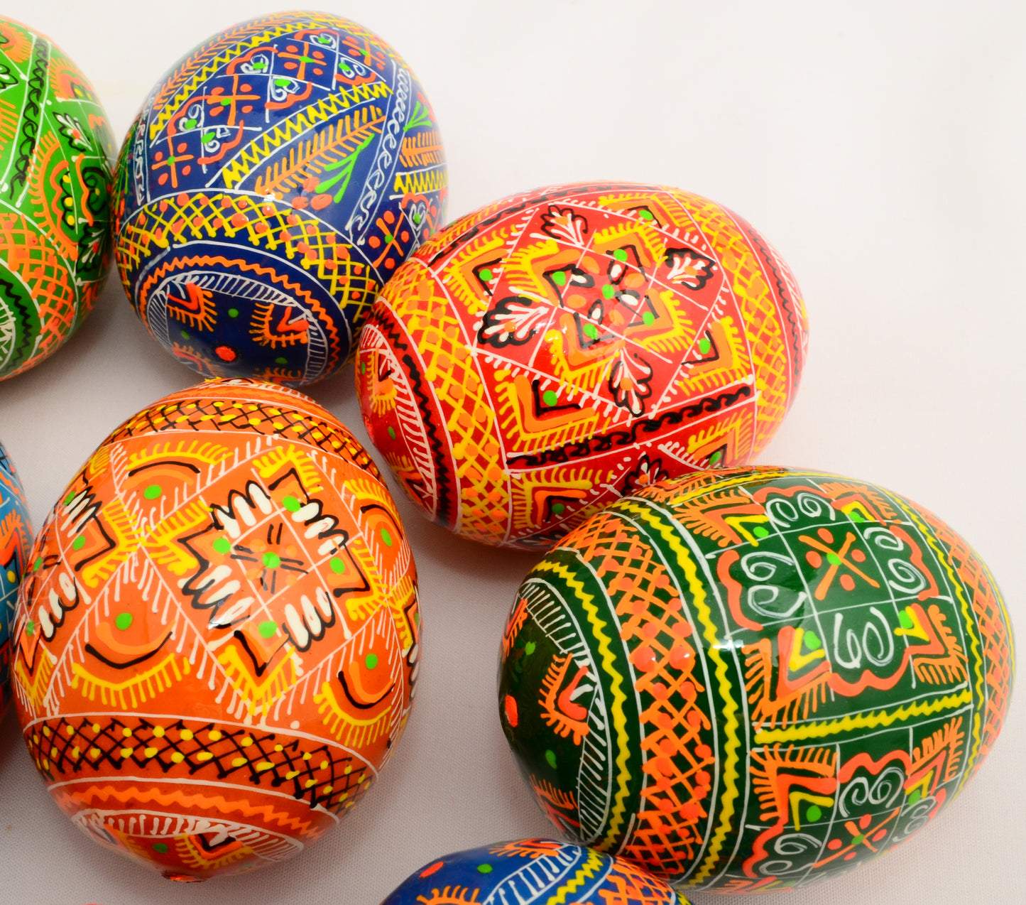 Easter Painted Eggs - Wooden Ukrainian Pysanky, Set of 12