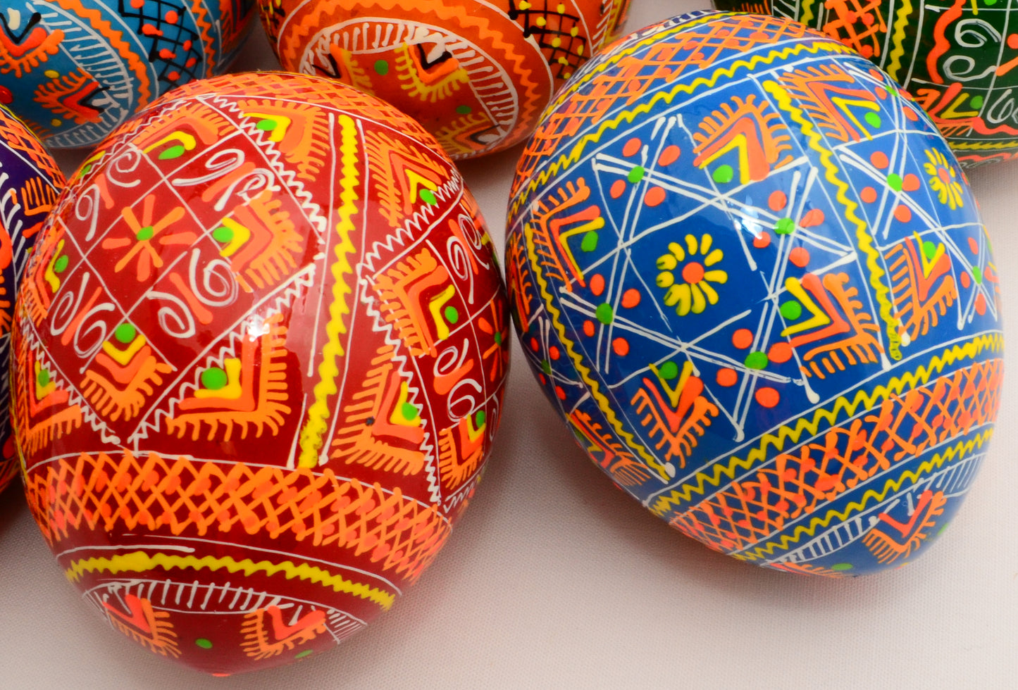 Easter Painted Eggs - Wooden Ukrainian Pysanky, Set of 12