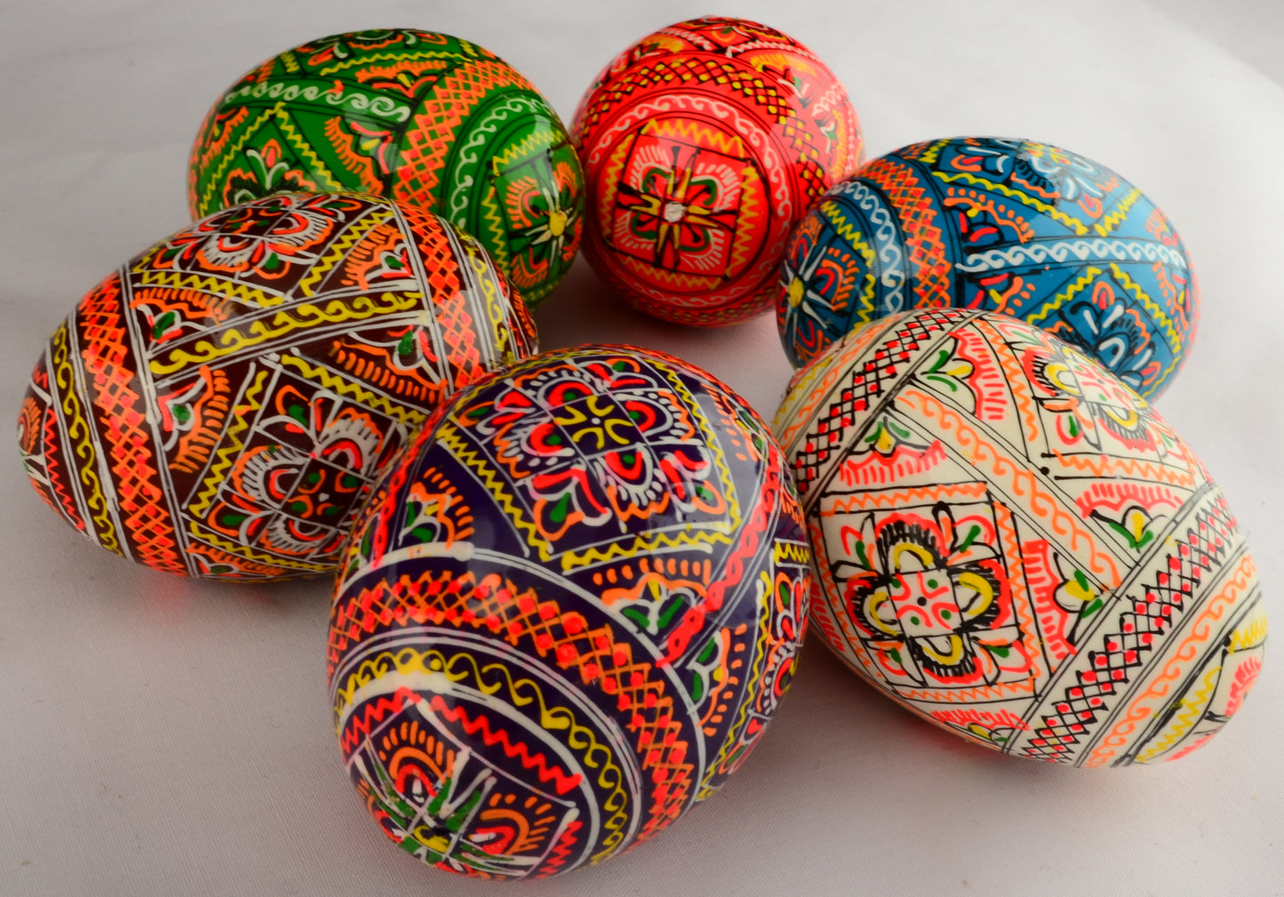 Easter Painted Eggs - Wooden Ukrainian Pysanky, Set of 6