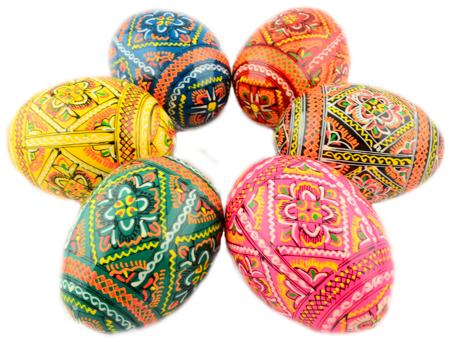 Easter Painted Eggs - Wooden Ukrainian Pysanky, Set of 6