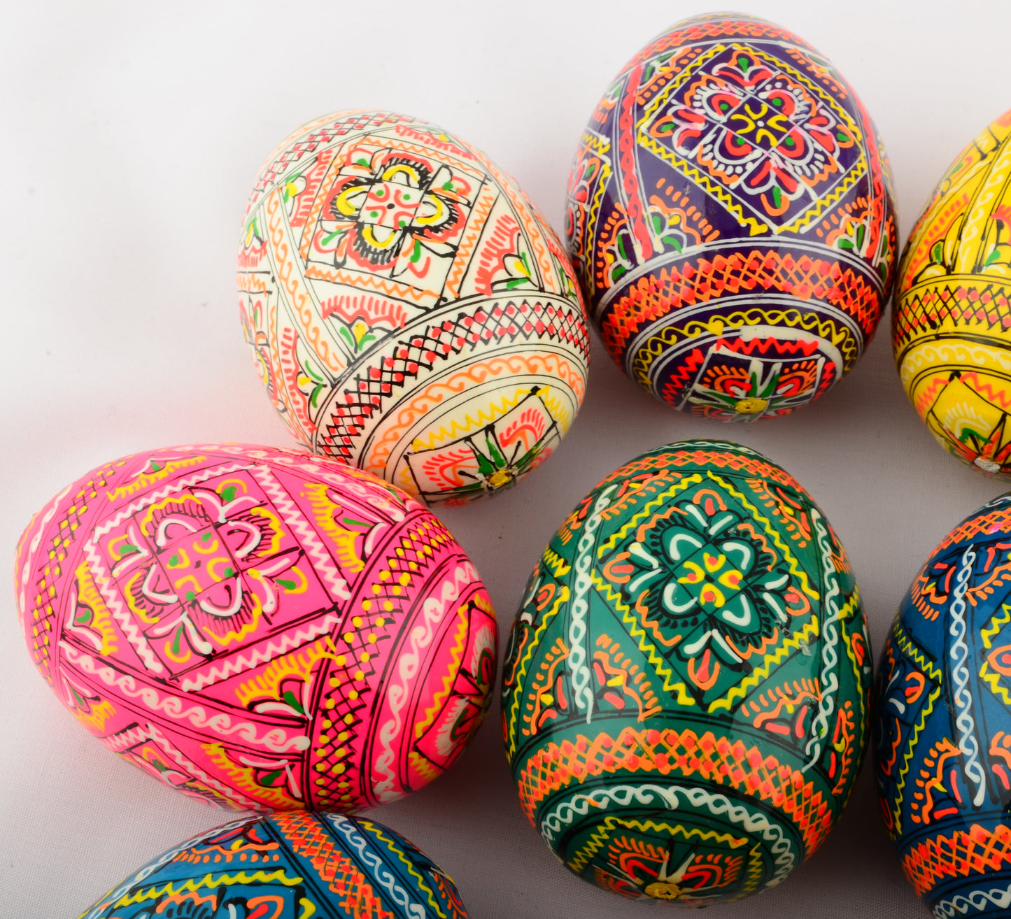 Easter Painted Eggs - Wooden Ukrainian Pysanky, Set of 12