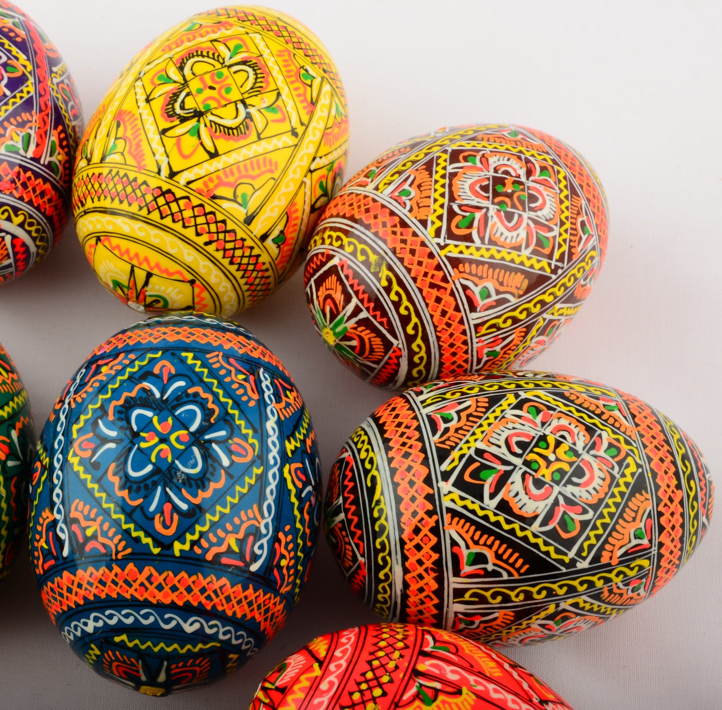 Easter Painted Eggs - Wooden Ukrainian Pysanky, Set of 12
