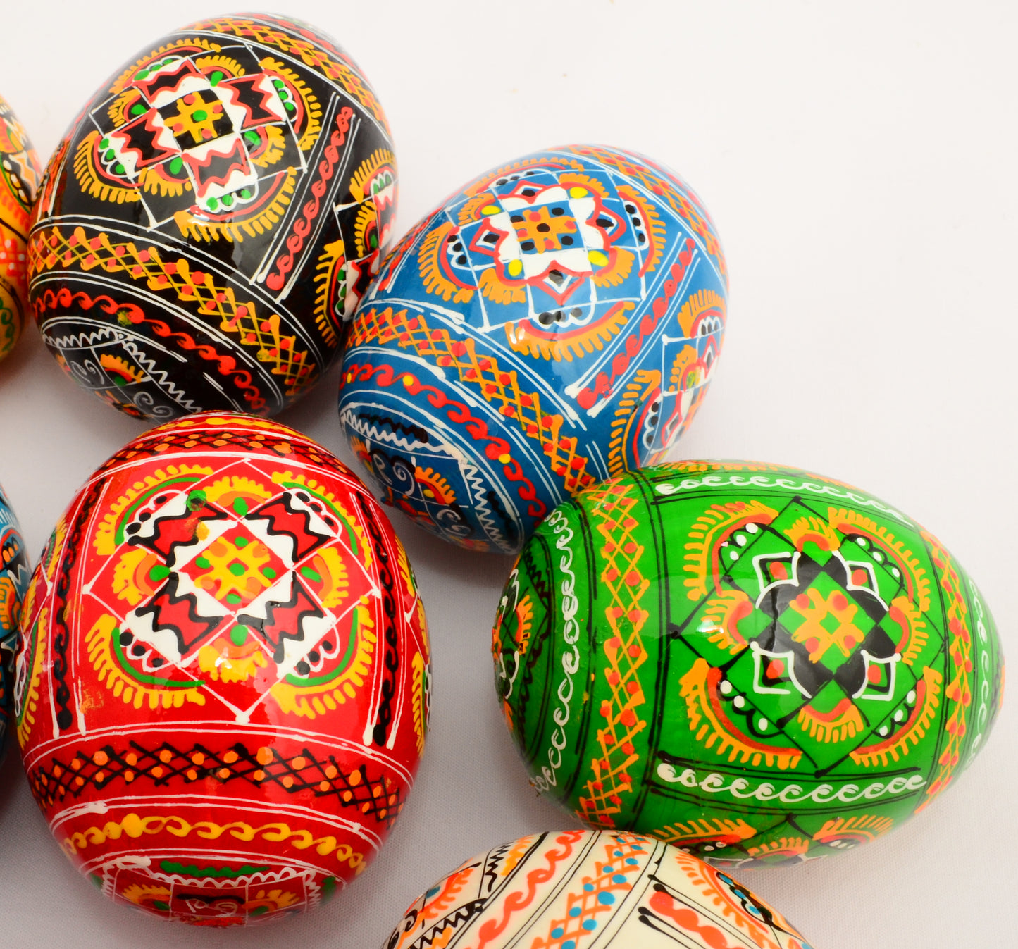 Easter Painted Eggs - Wooden Ukrainian Pysanky, Set of 12