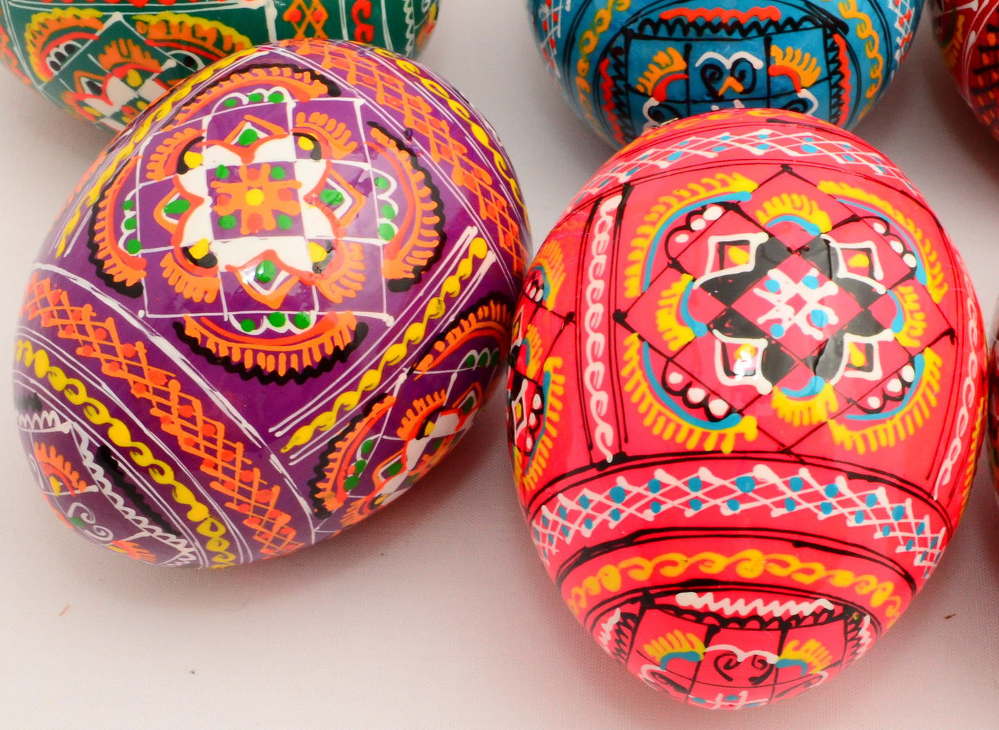 Easter Painted Eggs - Wooden Ukrainian Pysanky, Set of 12
