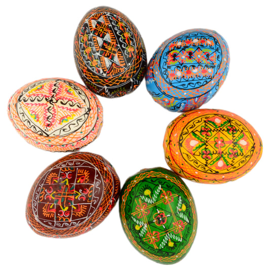 Easter Painted Eggs - Wooden Ukrainian Pysanky, Set of 6