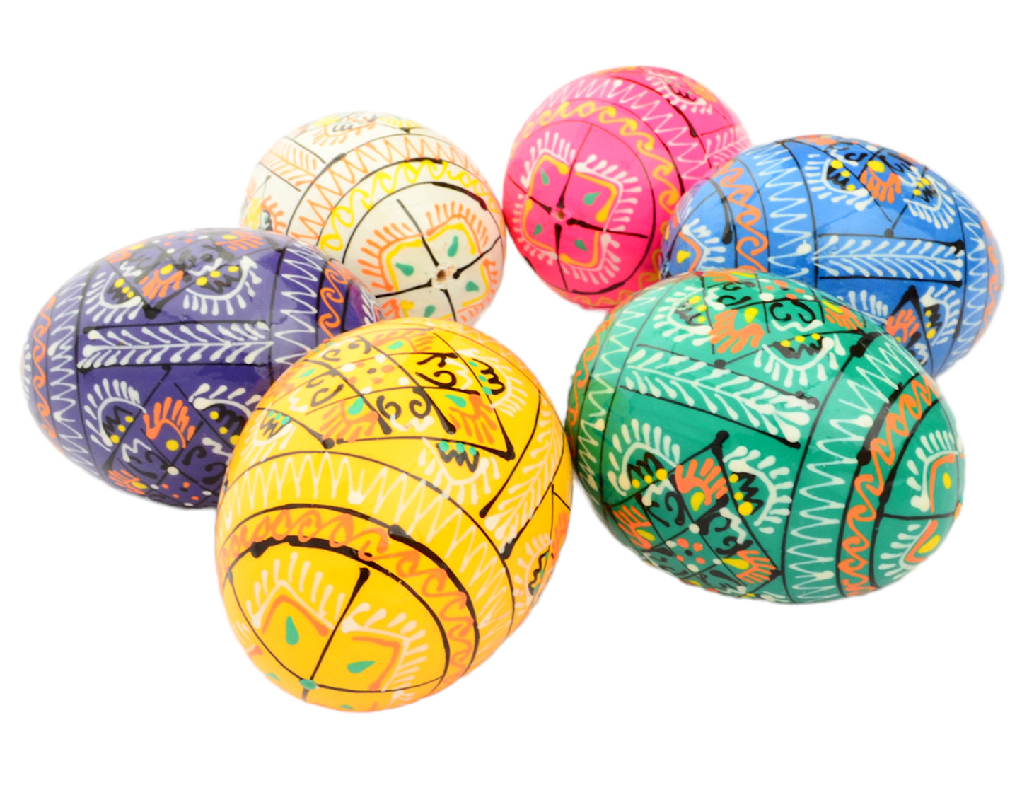 Easter Painted Eggs - Wooden Ukrainian Pysanky, Set of 12