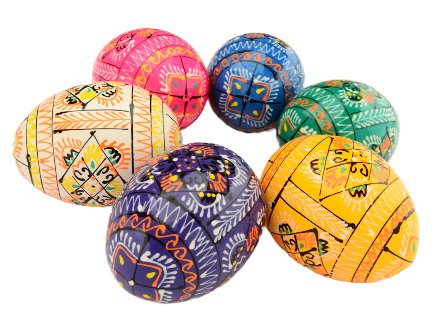 Easter Painted Eggs - Wooden Ukrainian Pysanky, Set of 12