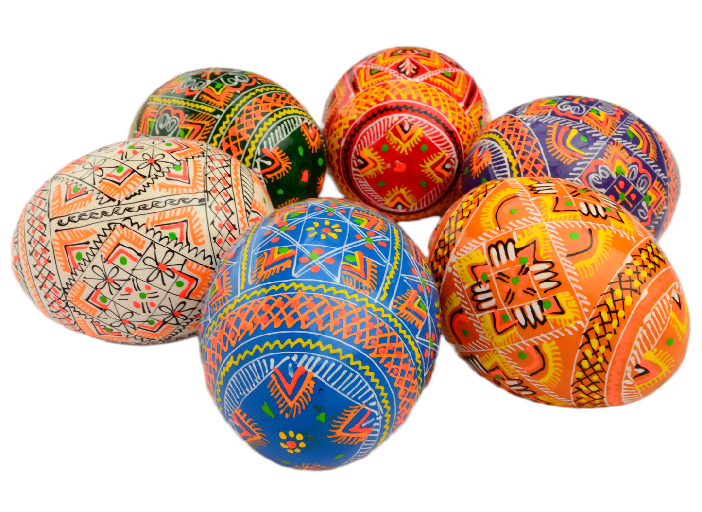Easter Painted Eggs - Wooden Ukrainian Pysanky, Set of 6