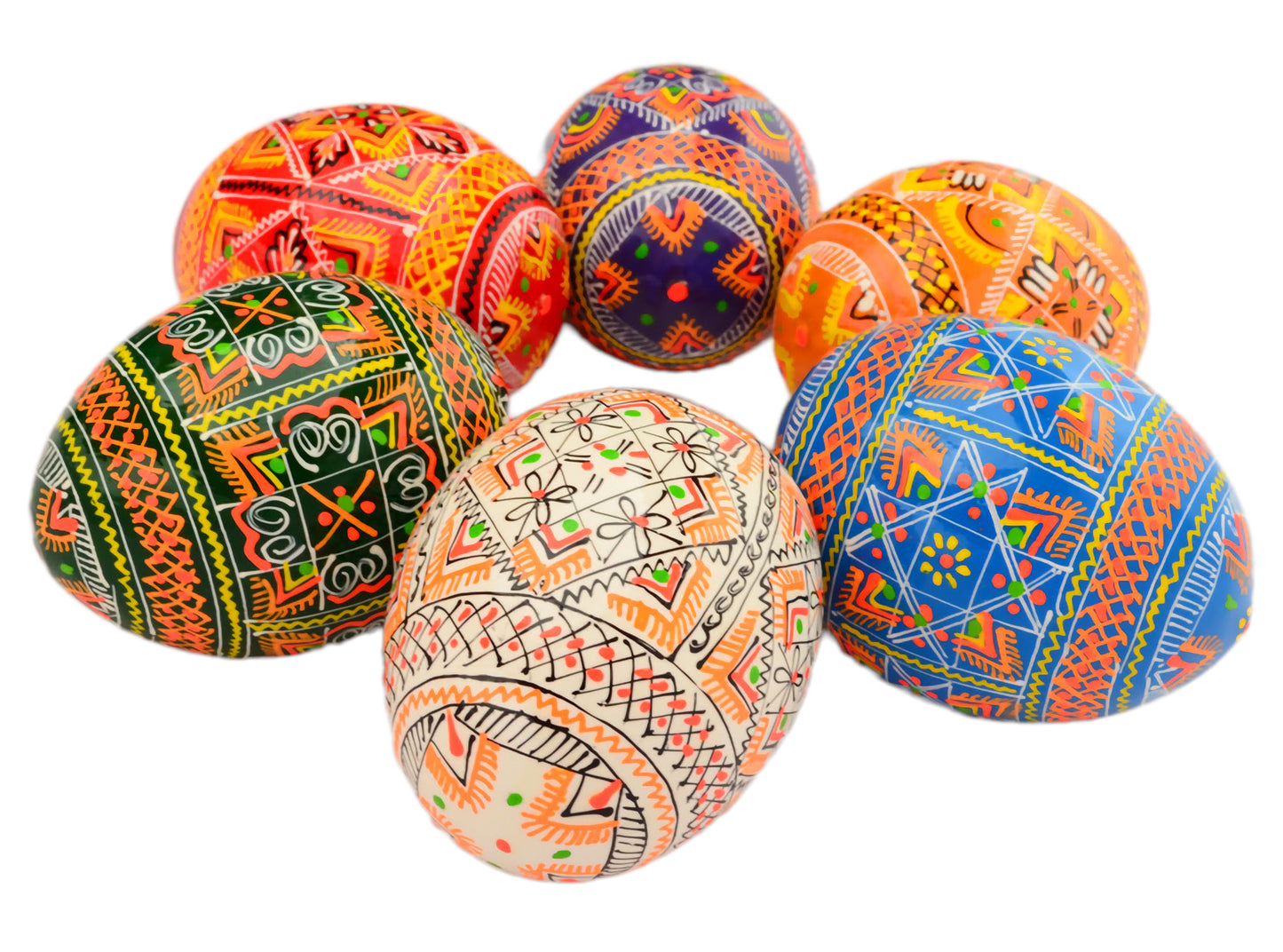 Easter Painted Eggs - Wooden Ukrainian Pysanky, Set of 6