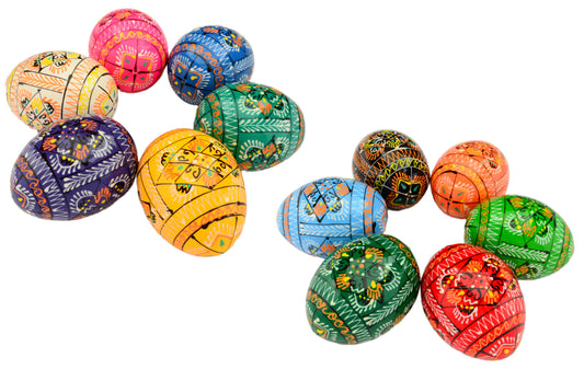 Easter Painted Eggs - Wooden Ukrainian Pysanky, Set of 12