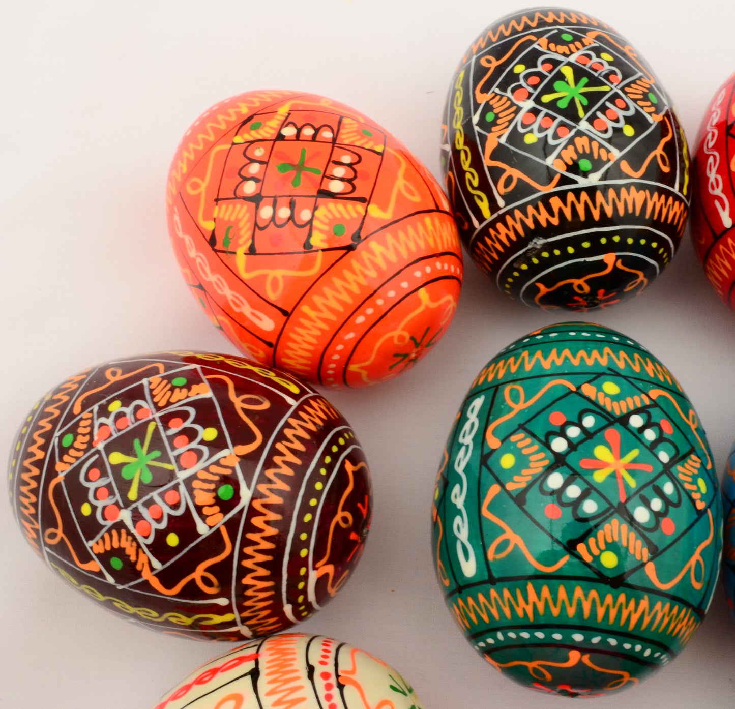 Easter Painted Eggs - Wooden Ukrainian Pysanky, Set of 12