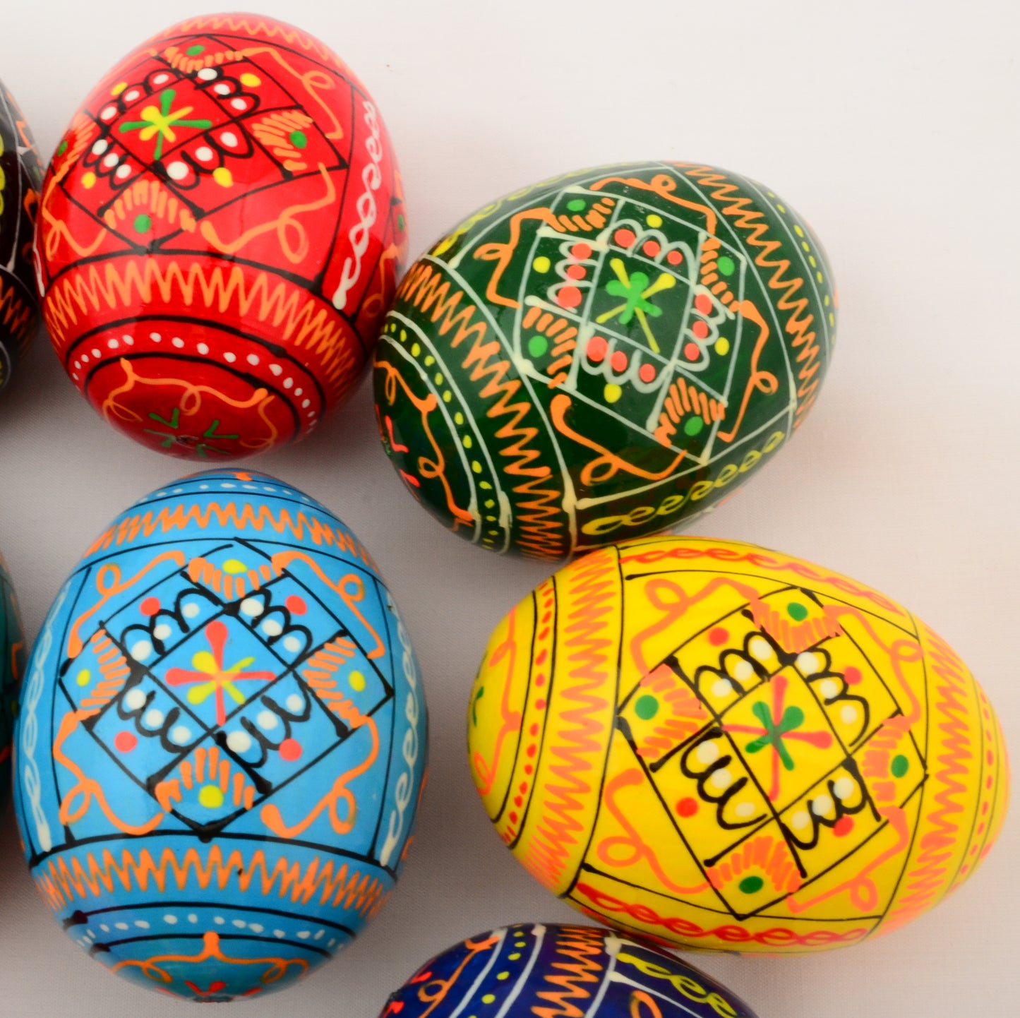 Easter Painted Eggs - Wooden Ukrainian Pysanky, Set of 12