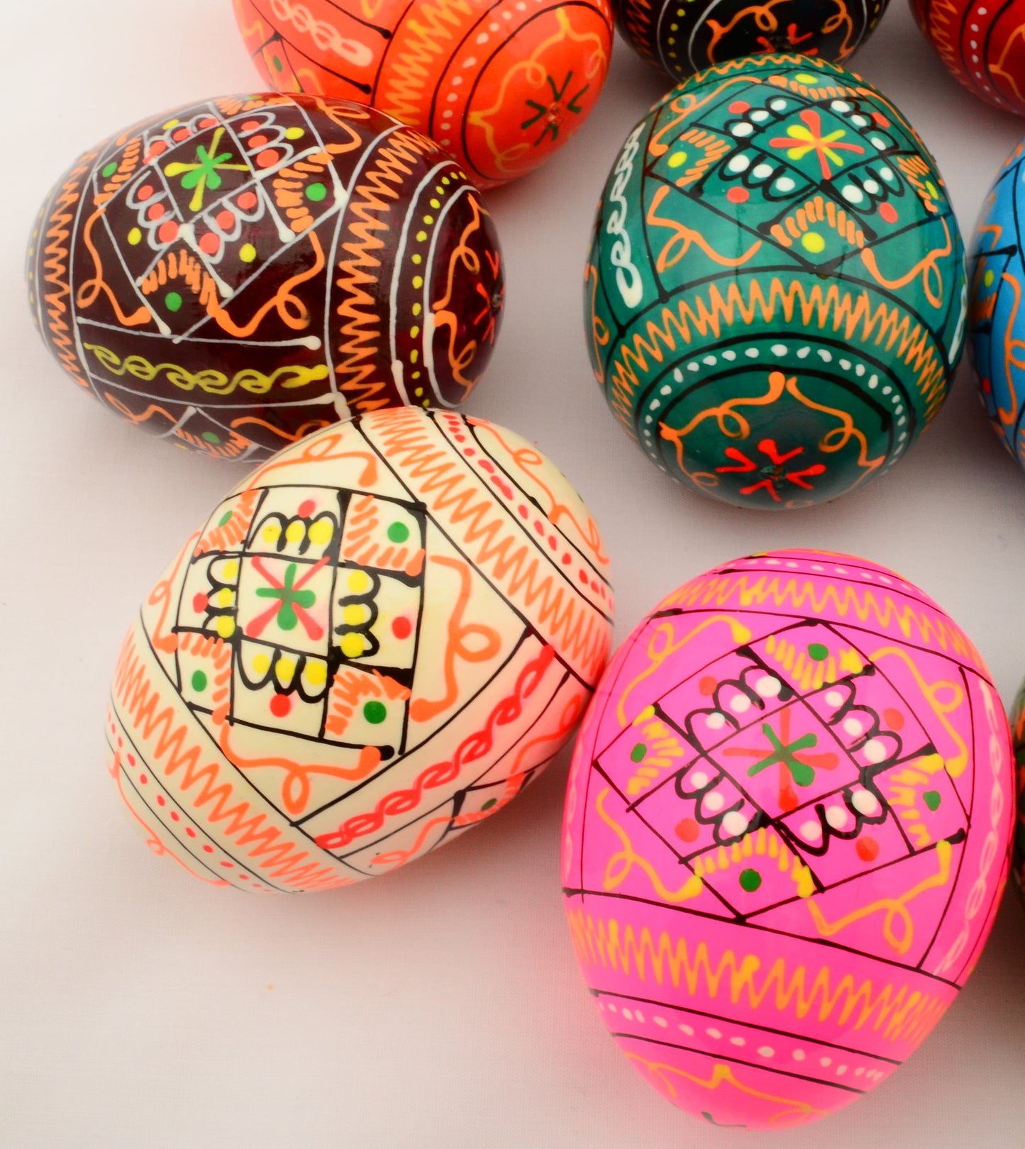 Easter Painted Eggs - Wooden Ukrainian Pysanky, Set of 12