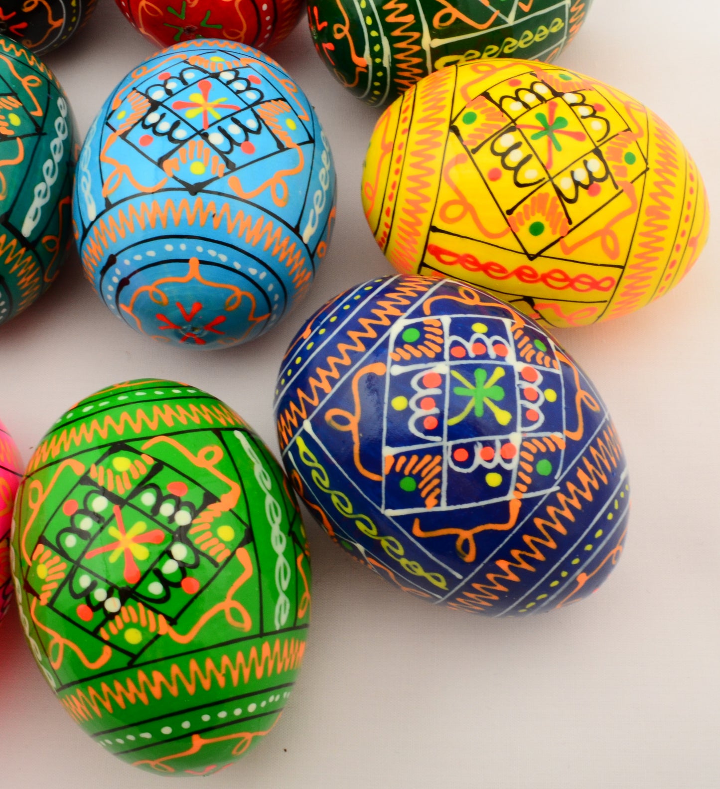 Easter Painted Eggs - Wooden Ukrainian Pysanky, Set of 12