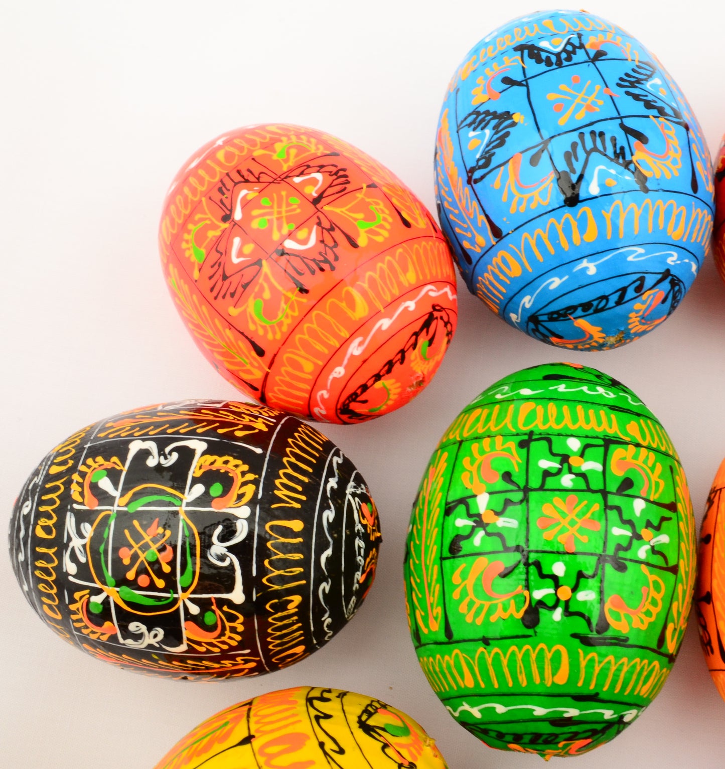 Easter Painted Eggs - Wooden Ukrainian Pysanky, Set of 12