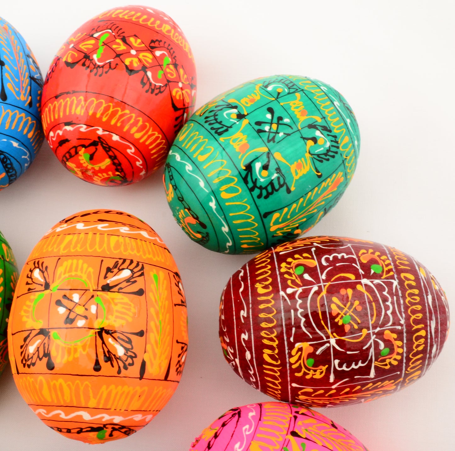 Easter Painted Eggs - Wooden Ukrainian Pysanky, Set of 12