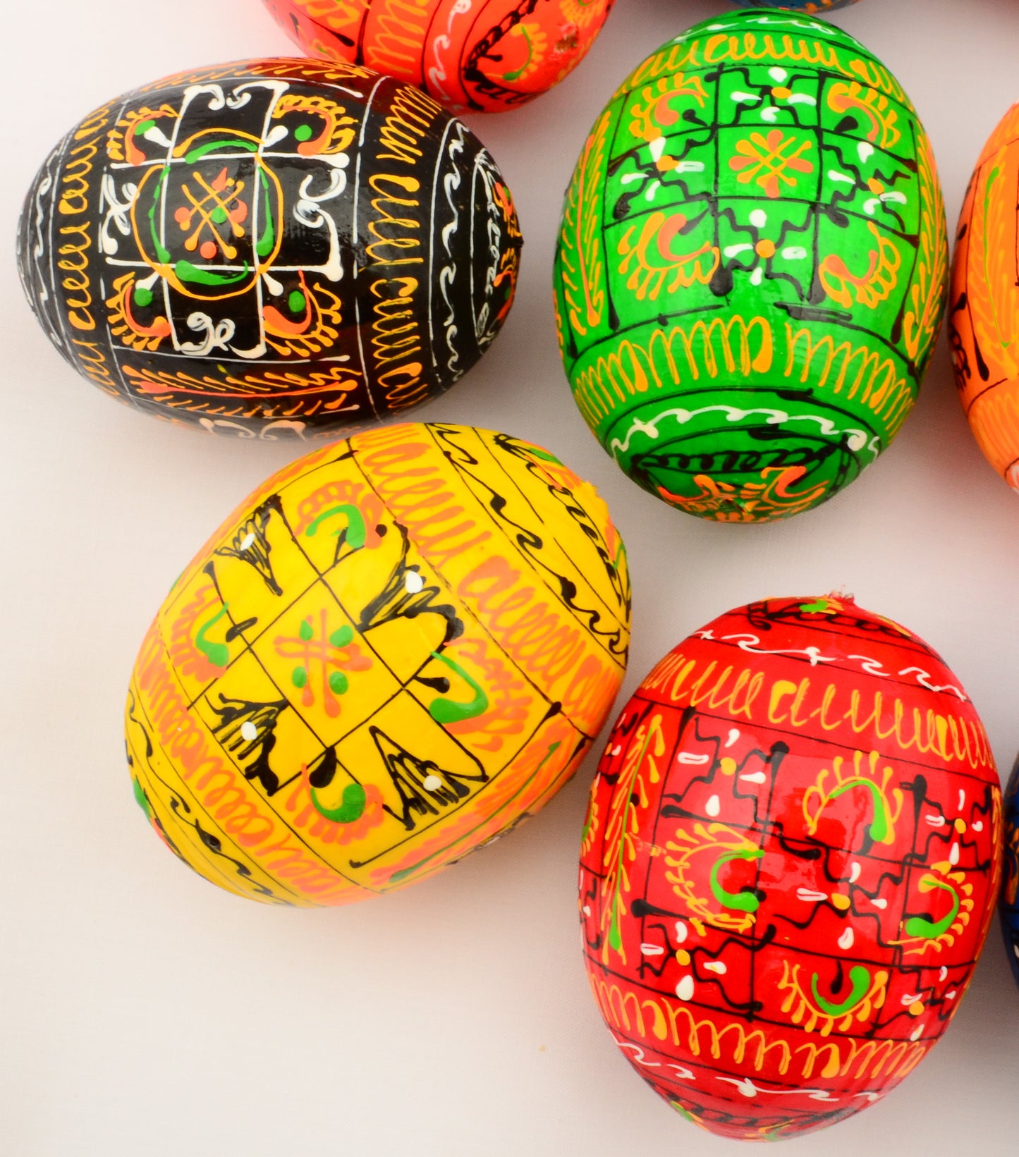 Easter Painted Eggs - Wooden Ukrainian Pysanky, Set of 12