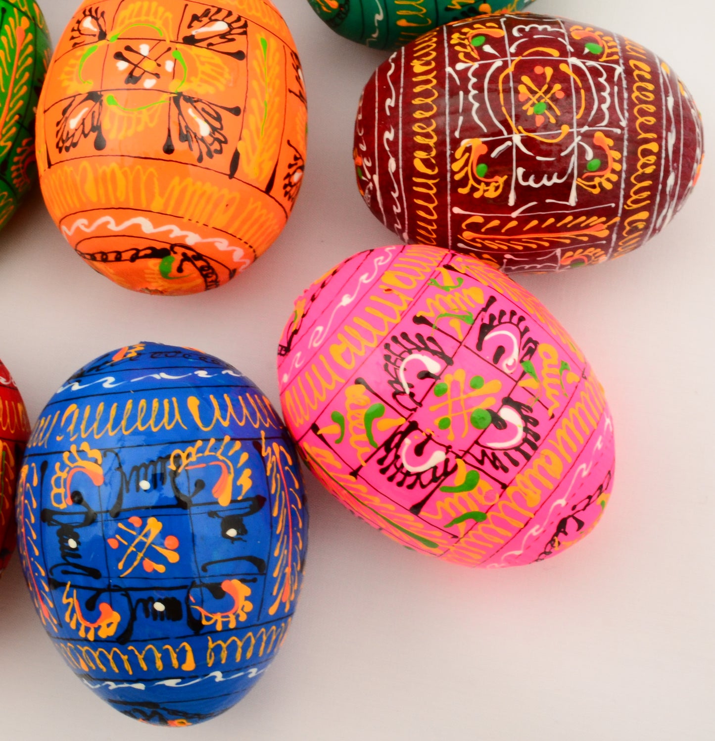 Easter Painted Eggs - Wooden Ukrainian Pysanky, Set of 12