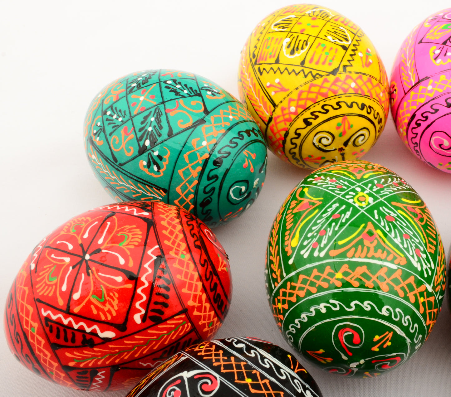 Easter Painted Eggs - Wooden Ukrainian Pysanky, Set of 12