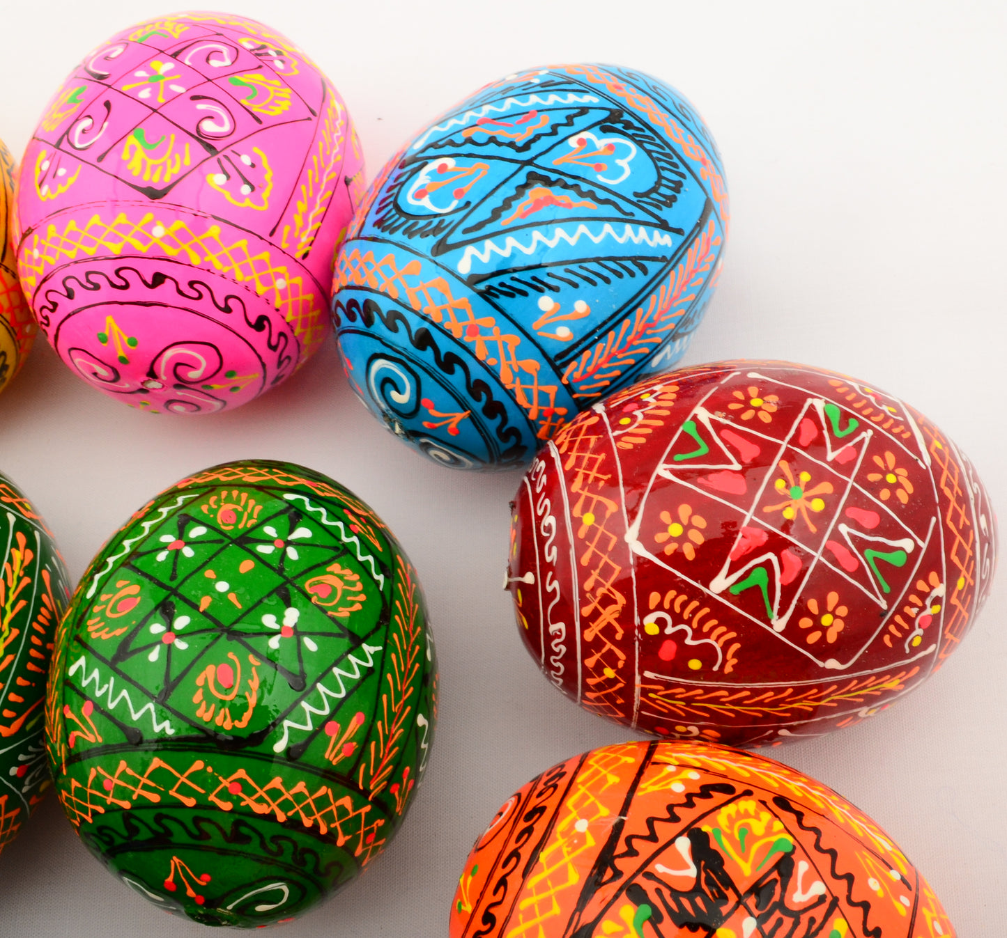 Easter Painted Eggs - Wooden Ukrainian Pysanky, Set of 12