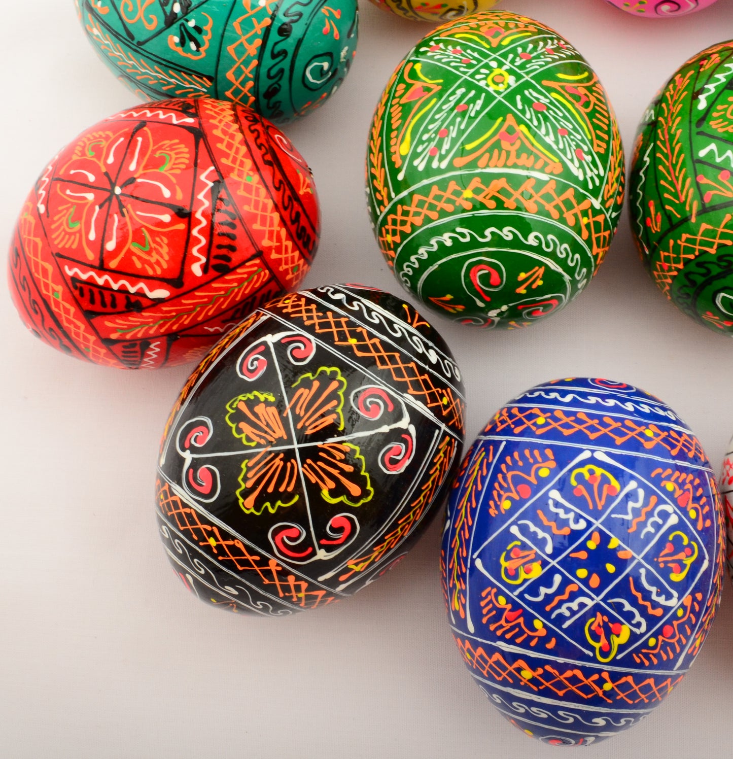 Easter Painted Eggs - Wooden Ukrainian Pysanky, Set of 12