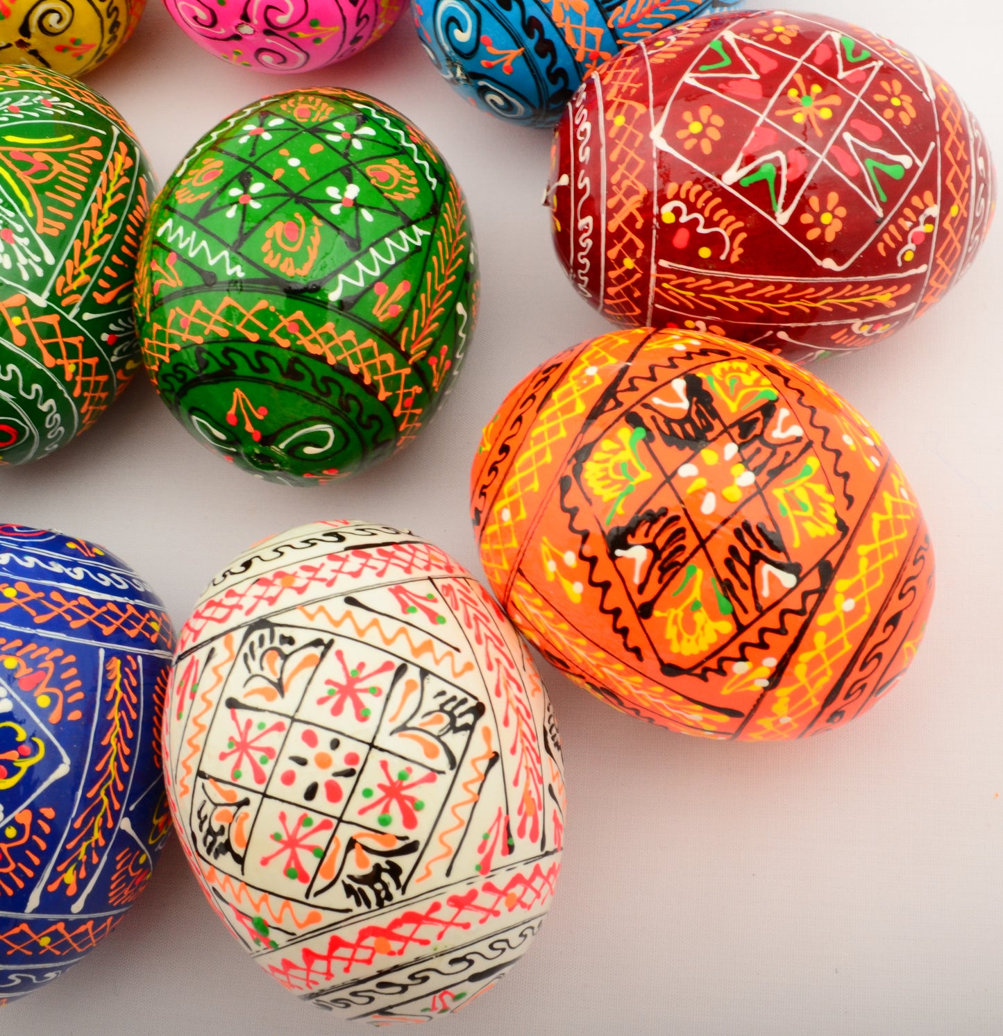 Easter Painted Eggs - Wooden Ukrainian Pysanky, Set of 12