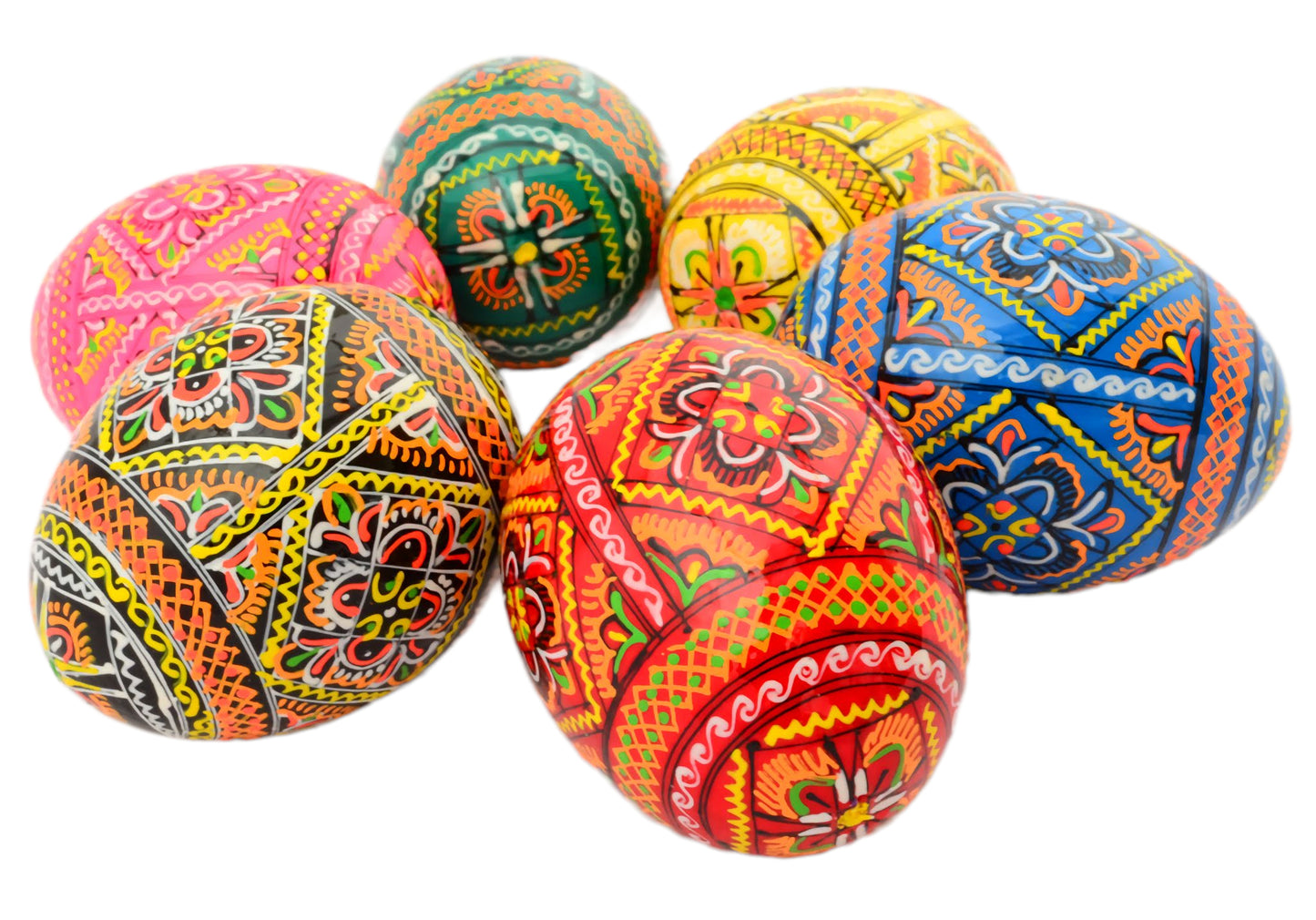 Easter Painted Eggs - Wooden Ukrainian Pysanky, Set of 6